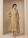 Pista Organza Unstitched Salwar Suit With Organza Dupatta
