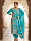 Royal Heritage Tea-Green Tissue Unstitched Salwar Suit With Tissue Dupatta