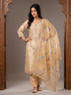 Timeless Beauty Tussar Organza Unstitched Salwar Suit With Organza Dupatta