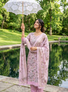 Delicate and Dreamy Mauve Crepe Unstitched Salwar Suit With Georgette Dupatta