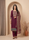 Regal and Radiant Garnet Cotton Unstitched Salwar Suit With Cotton Dupatta