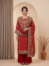 Heritage Heriloom Maroon Crepe Unstitched Salwar Suit With Crepe Dupatta