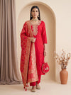 Grace Redefined Red Chanderi Cotton Unstitched Salwar Suit With Banarasi Cotton Dupatta