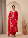 Timeless Elegance Rani Organza Unstitched Salwar Suit With  Organza Dupatta