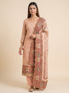 Blush Elegance Peach Crepe Unstitched Salwar Suit With Crepe Dupatta