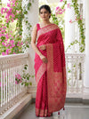 Rani Banarasi Silk Saree With Unstitched Blouse