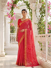 Coral Soft Twill Saree With Unstitched Blouse
