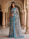 Mint Green Georgette Saree With Unstitched Blouse
