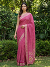 Gajari Chinon Saree With Unstitched Blouse