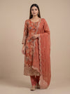 Glow Different Gajari Shimmer Unstitched Salwar Suit With Organza Dupatta