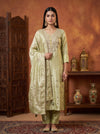 Soft Heritage Pista Brocade Silk Unstitched Salwar Suit With Silk Dupatta