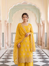 Pista Organza Unstitched Salwar Suit With Chiffon Dupatta