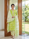 Effortlessly Beauty White Parrot Cotton Unstitched Salwar Suit With Cotton Dupatta