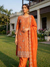 Heritage Glow Rust Crush Tissue Unstitched Salwar Suit With Tissue Dupatta