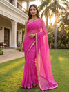 Rani Chiffon Saree With Unstitched Blouse