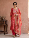 Glow Different Gajari Crepe Unstitched Salwar Suit With Chiffon Dupatta