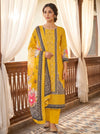 Raw Elegance Mustard Black Crepe Unstitched Salwar Suit With Crepe Dupatta
