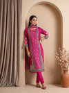 Bold Statement Black Magenta Crepe Unstitched Salwar Suit With Crepe Dupatta