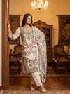 Effortlessly Beautyful Off White Crepe Unstitched Salwar Suit With Georgette Dupatta