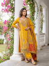 Raw Elegance Mustard Organza Unstitched Salwar Suit With Organza Dupatta