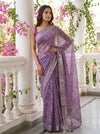 Purple Georgette Saree With Unstitched Blouse