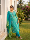 Effortless Glamour Rama Organza Unstitched Salwar Suit With Organza Dupatta