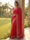 Maroon Chiffon Saree With Unstitched Blouse