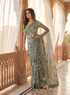 Pista Georgette Saree With Unstitched Blouse