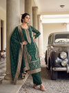 Regal Charm Bottle Green Banarasi Silk Banarasi Woven Zari Unstitched Salwar Suit With Banarasi Silk Dupatta