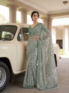 Pista Georgette Saree With Unstitched Blouse