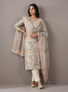 Olive Crepe Unstitched Salwar Suit With Georgette Dupatta