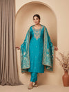 Effortless glamour Rama Silk Unstitched Salwar Suit With Silk Dupatta
