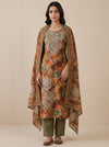 Soft Heritage Pista Crepe Unstitched Salwar Suit With Chiffon Dupatta