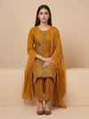 Mustard Tissue Readymade Suit And Plazzo With Tissue  Dupatta