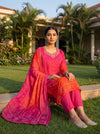 Rani Crepe Readymade Suit And Plazzo with Crepe Dupatta
