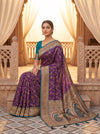 Purple Rama Banarasi Silk Saree With Unstitched Blouse