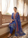 Midnight Blue Cotton Readymade Suit With Cotton Dupatta