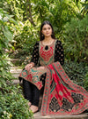 Bold Statement Black Rani Crepe Unstitched Salwar Suit With Georgette Dupatta