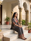 Black Chinon Readymade Suit And Plazzo Set