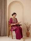 Regal And Radiant Garnet Crepe Readymade Suit And Pant