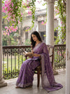 Purple Georgette Saree With Unstitched Blouse
