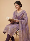 Delicate and Dreamy Mauve Organza Unstitched Salwar Suit With Organza Dupatta