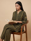 Mehndi Muslin Readymade Suit And Plazzo Set