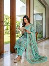 Royal Hertage Tea-Green Crepe Unstitched Salwar Suit With Georgette Dupatta