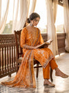 Raw Mustard Crepe Unstitched Salwar Suit With Chiffon Dupatta