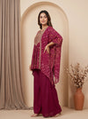 Regal And Radiant Garnet Crepe Readymade Suit And Pant
