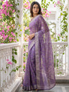 Purple Georgette Saree With Unstitched Blouse