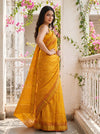 Mango Gold Soft Twill Saree With Unstitched Blouse
