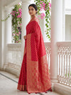 Rani Banarasi Silk Saree With Unstitched Blouse
