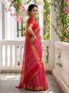 Coral Soft Twill Saree With Unstitched Blouse